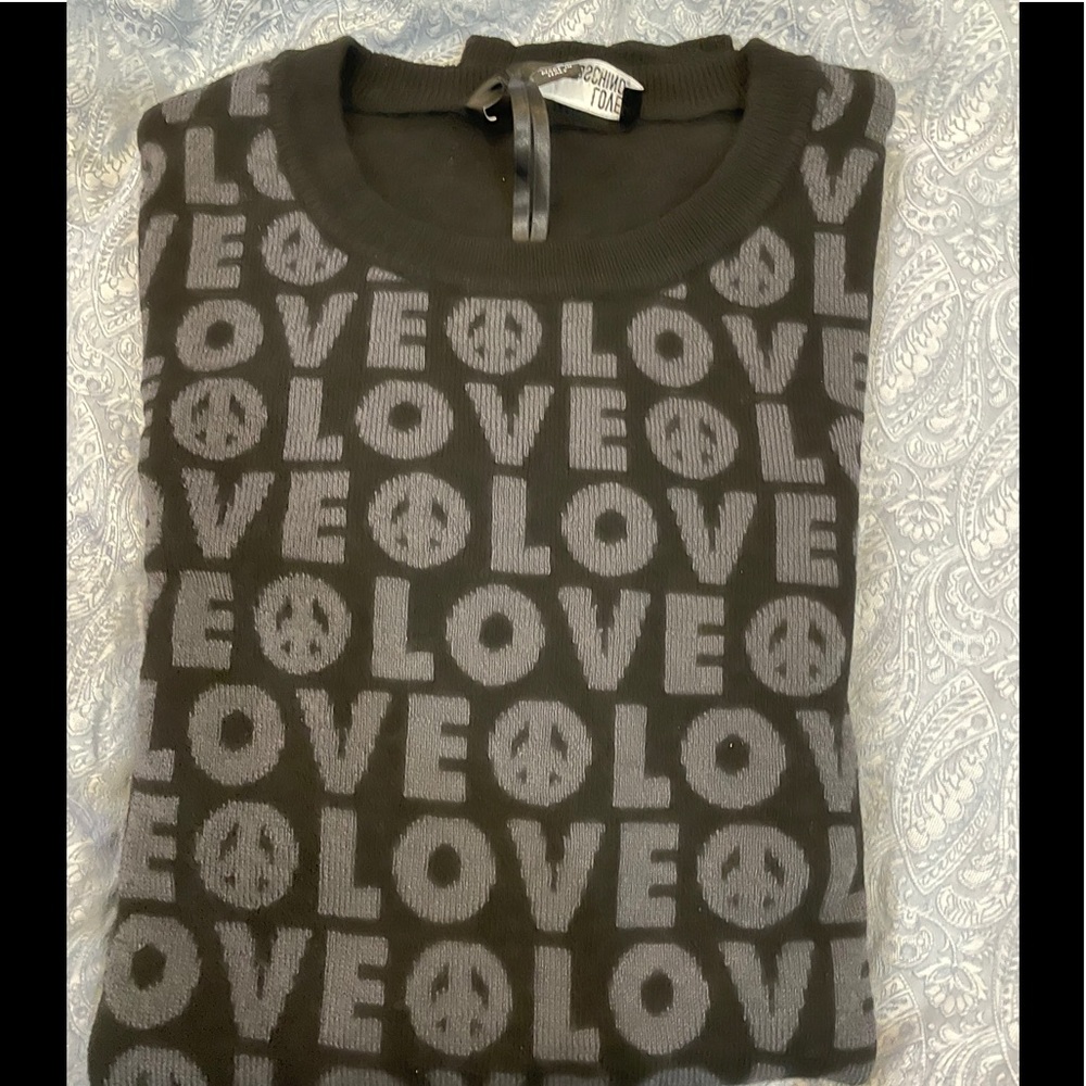 Love Moschino Mens Wool Cachmere Logo Sweater Sz M